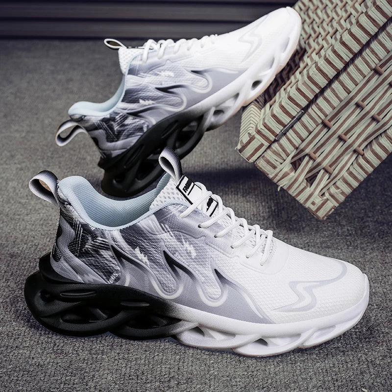 Men Running Shoes Mesh Breathable Flat Cushioning Soft Comfortable Sneakers Outdoor Gym Trendy Casual Jogging Shoes for Men