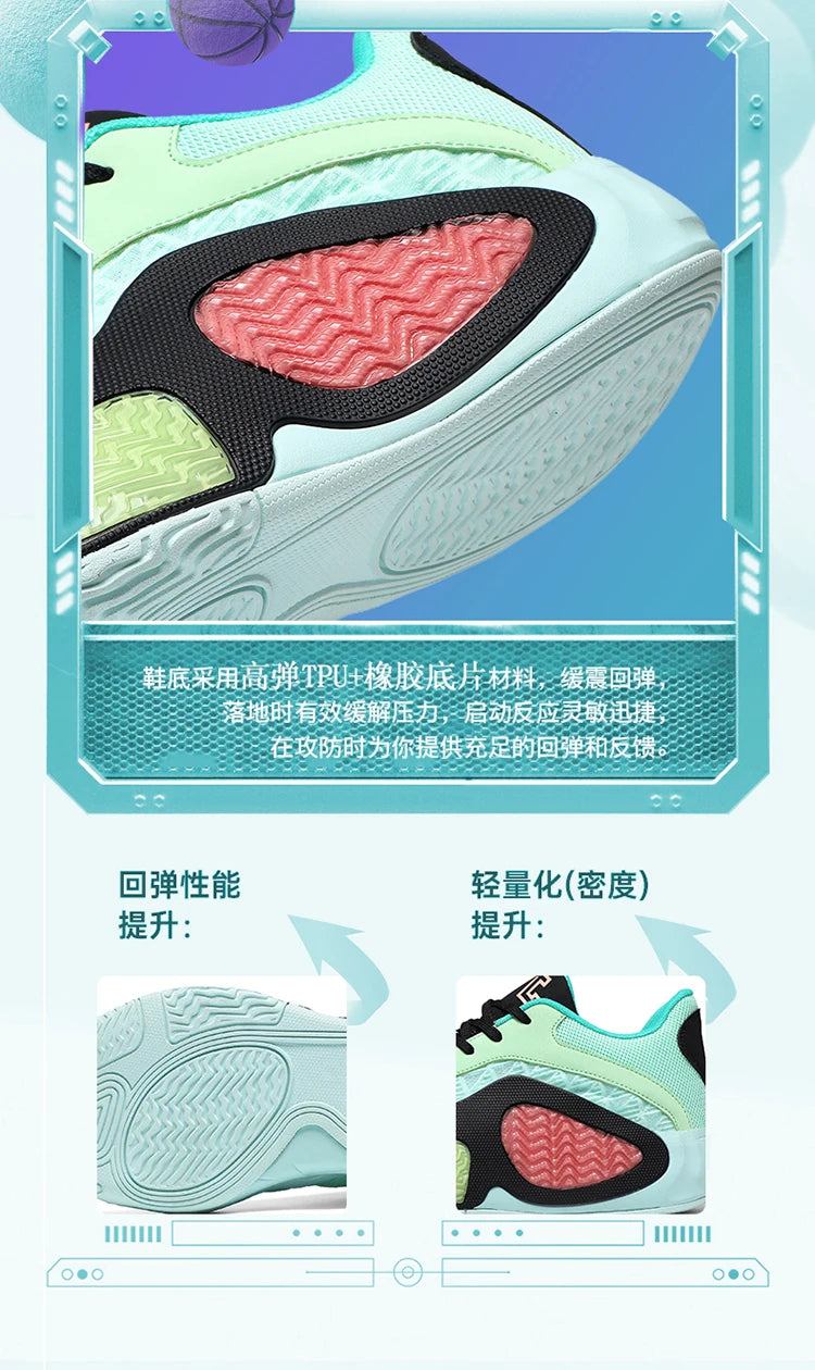 Men's Basketball Shoes Breathable Cushioning Non-Slip Wearable Runing Shoes Gym Training Athletic Basketball Sneakers for Women