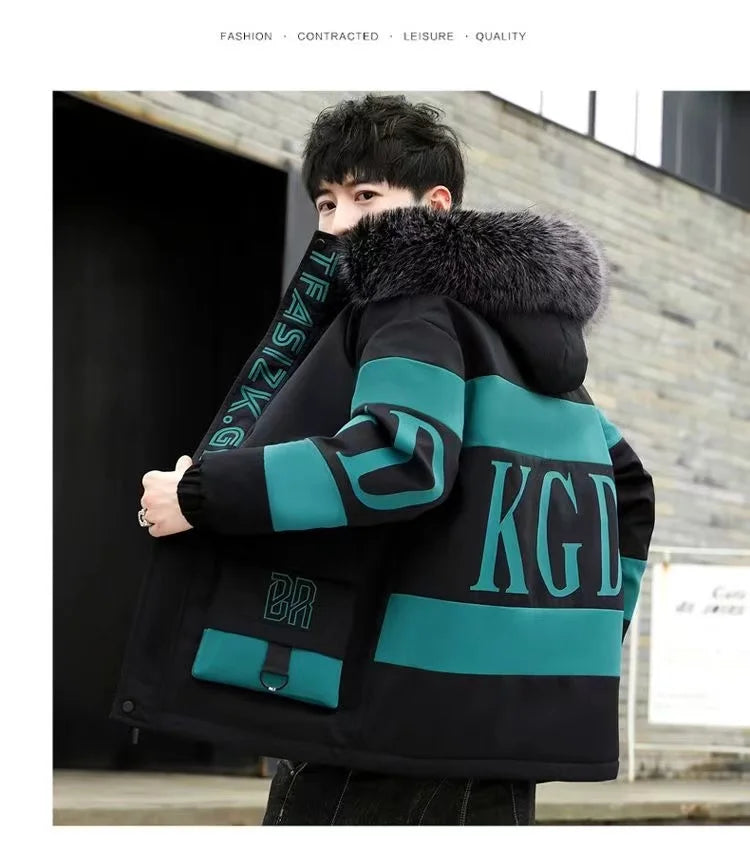 Winter cotton jacket men's thick warm men's cotton jacket loose winter jacket youth down cotton jacket fashionable cotton jacket