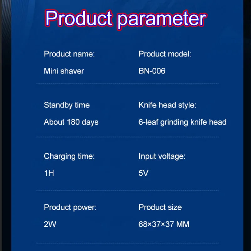 Ultra-Thin Portable Electric Mini Men’s Shaver USB Rechargeable Waterproof Beard Razor Trimmer for Car Use with Long Battery