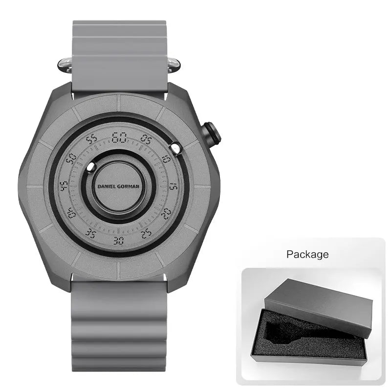 DANIEL GORMAN Sport Watch for Men Fashion Green Silicone Strap Waterproof Luminous Wristwatch with Magnetic Beads Hands DG0788