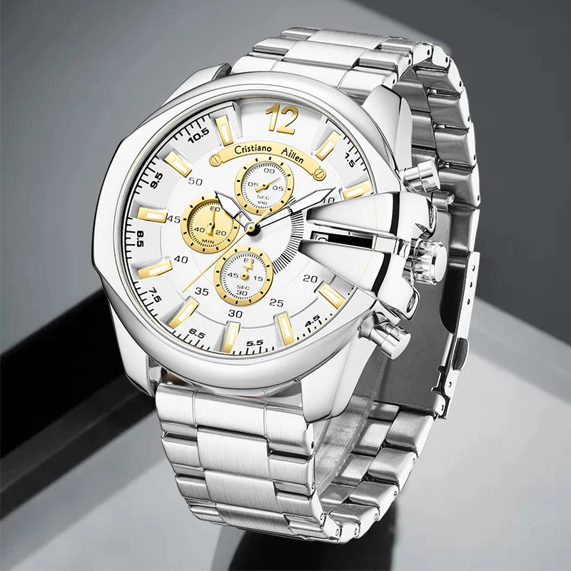 Top Brand Chronograph Watches Men Large Dial Multifunction Military Quartz Business Creative Sports Wristwatch Relogio Masculino