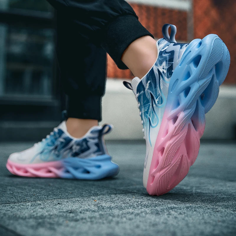 Men Running Shoes Mesh Breathable Flat Cushioning Soft Comfortable Sneakers Outdoor Gym Trendy Casual Jogging Shoes for Men