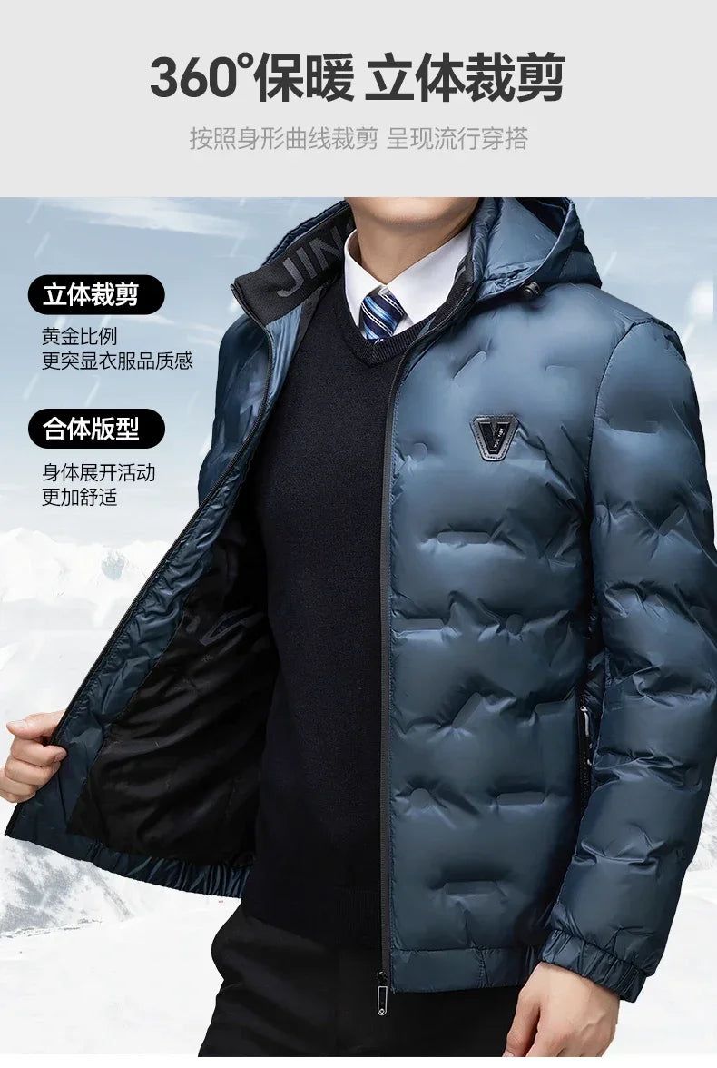 Autumn Fashion Hooded Slim Fit Casual Casual Parkas Men Fashion Men Winter New Warm Thick Windproof Parkas Jackets Coat Men