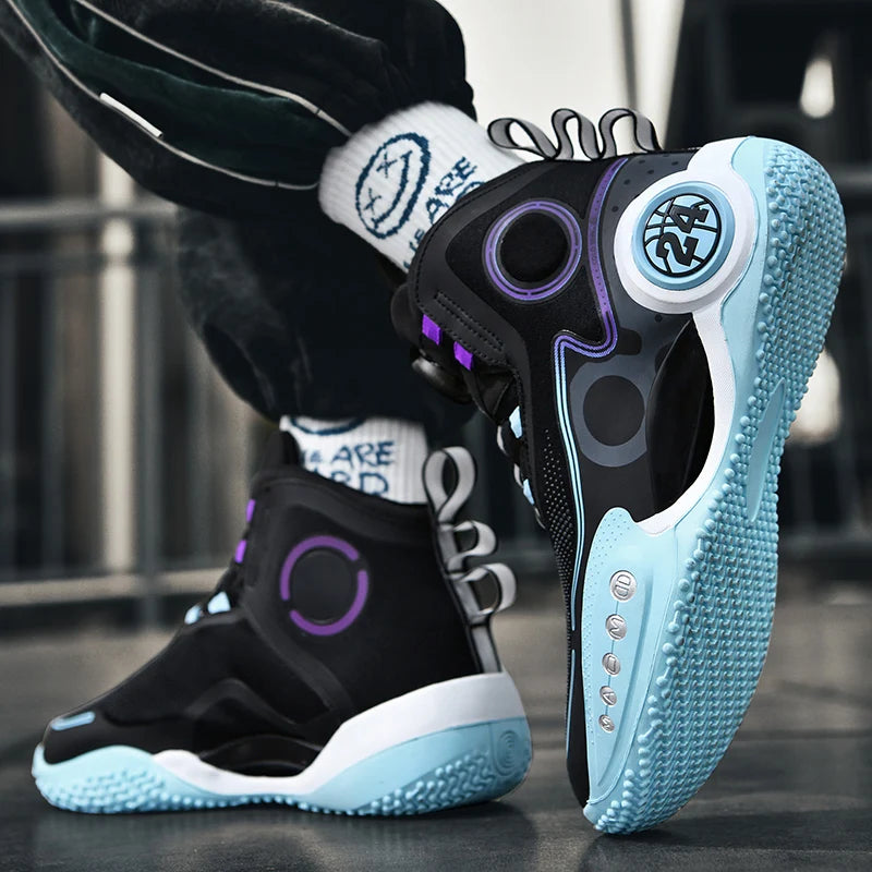 High-top Men Basketball Shoes Kids Rotating Button Basket Boots Brand Design Sneakers Men Outdoor Basketball Training Shoes Male