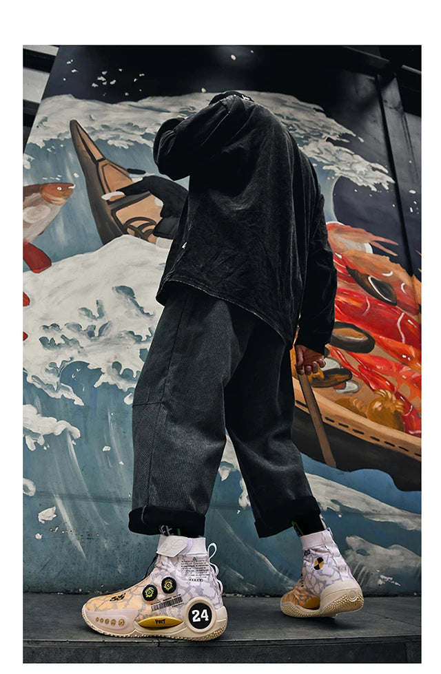 New basketball shoes male high top students wear-resistant outdoor concrete actual combat flying woven breathable combat boots