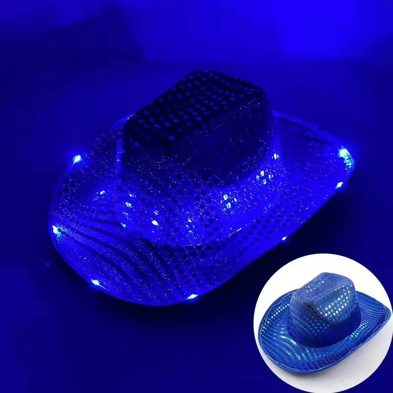 Blinky LED Light Cowboy Cowgirl Hat Flashing Cap Glowing Hat Carnival Men Women Bachelorette Party Wedding Bridal Supplies