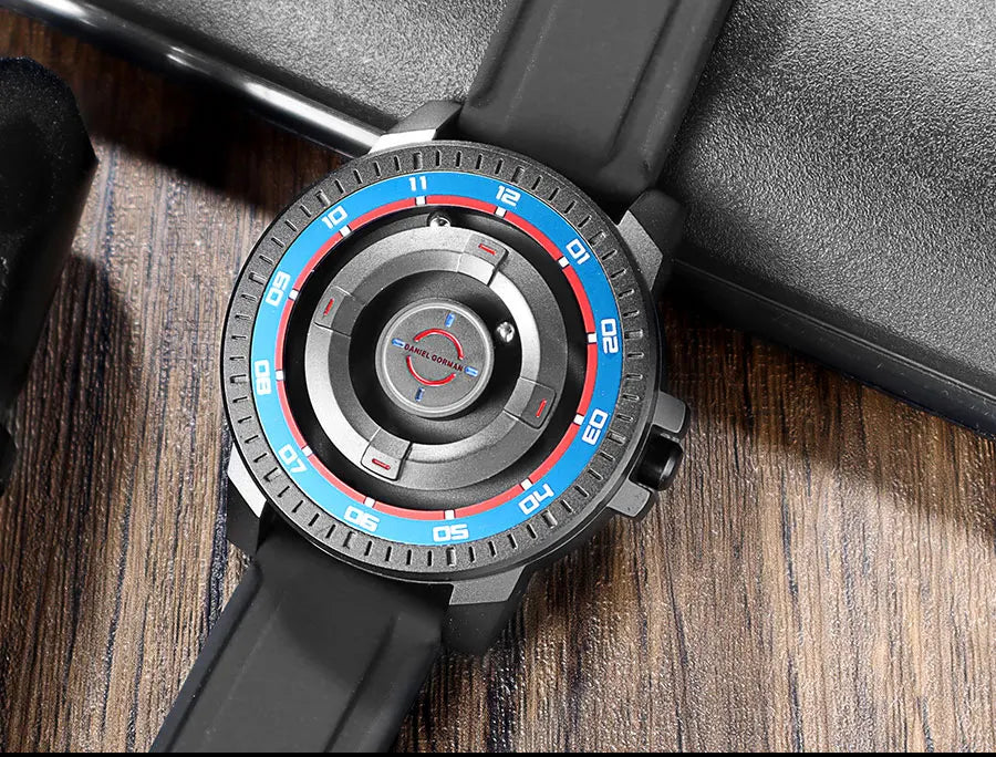 DANIEL GORMAN Magnetic Driven Watch Men Black Waterproof Stainless Steel Beads Quartz Watch with Silicone Strap DG0221 Green