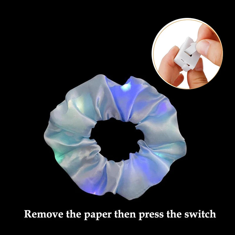 1/10 Pcs LED Luminous Scrunchies Glowing Hairband Girl Light Up Hair Scrunchy Birthday Party Headwear Supplies Hair Accessories