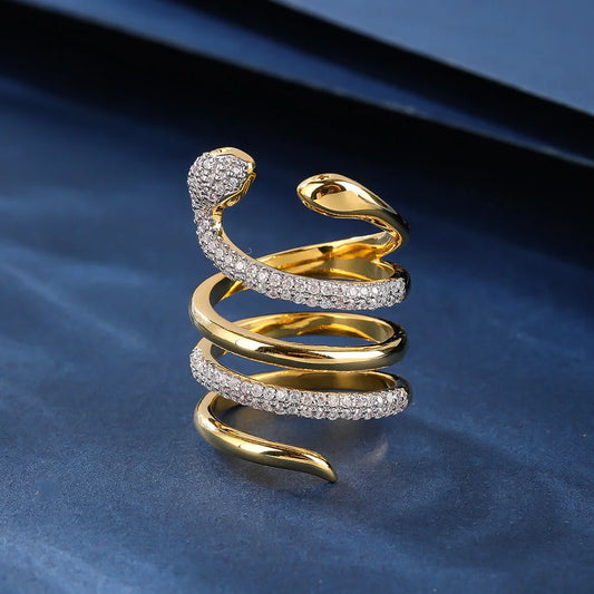 Bridal Talk Serpentine ring AAA Cubic Zirconia sparkling crystal multi-layer design fashion jewelry wedding party date gift