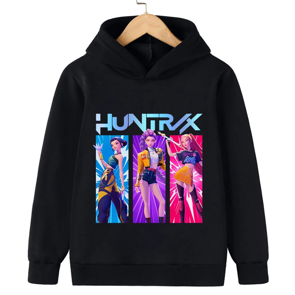 KPop Demon Hunter Rumi Derpy Cartoon Girls Boy Hooded Sweatshirt Warm Children's Wave Fashion Casual Tops Casual Girls Clothing