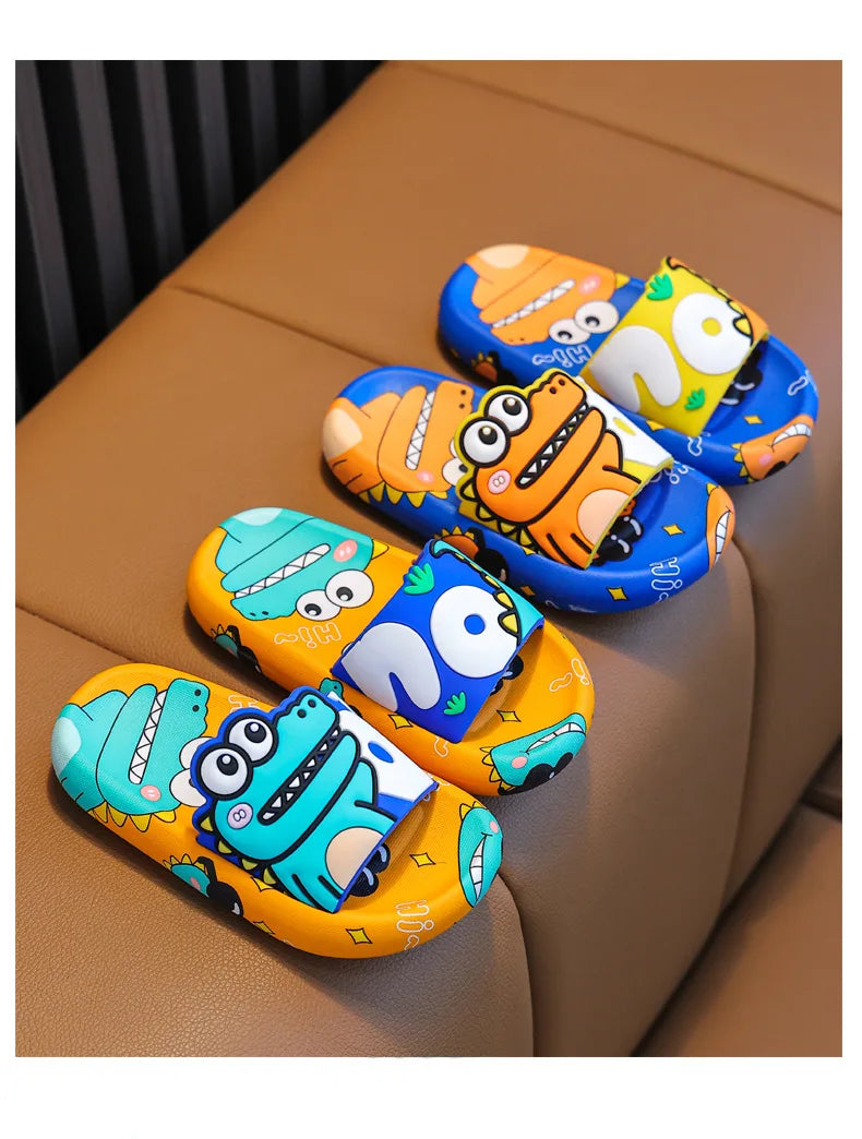 Cartoon Dinosaur Children Slippers Boy Girls Casual Shoes Flat Beach Water Shoes Indoor Soft Kids Cute Flip Flops for Boy Girl