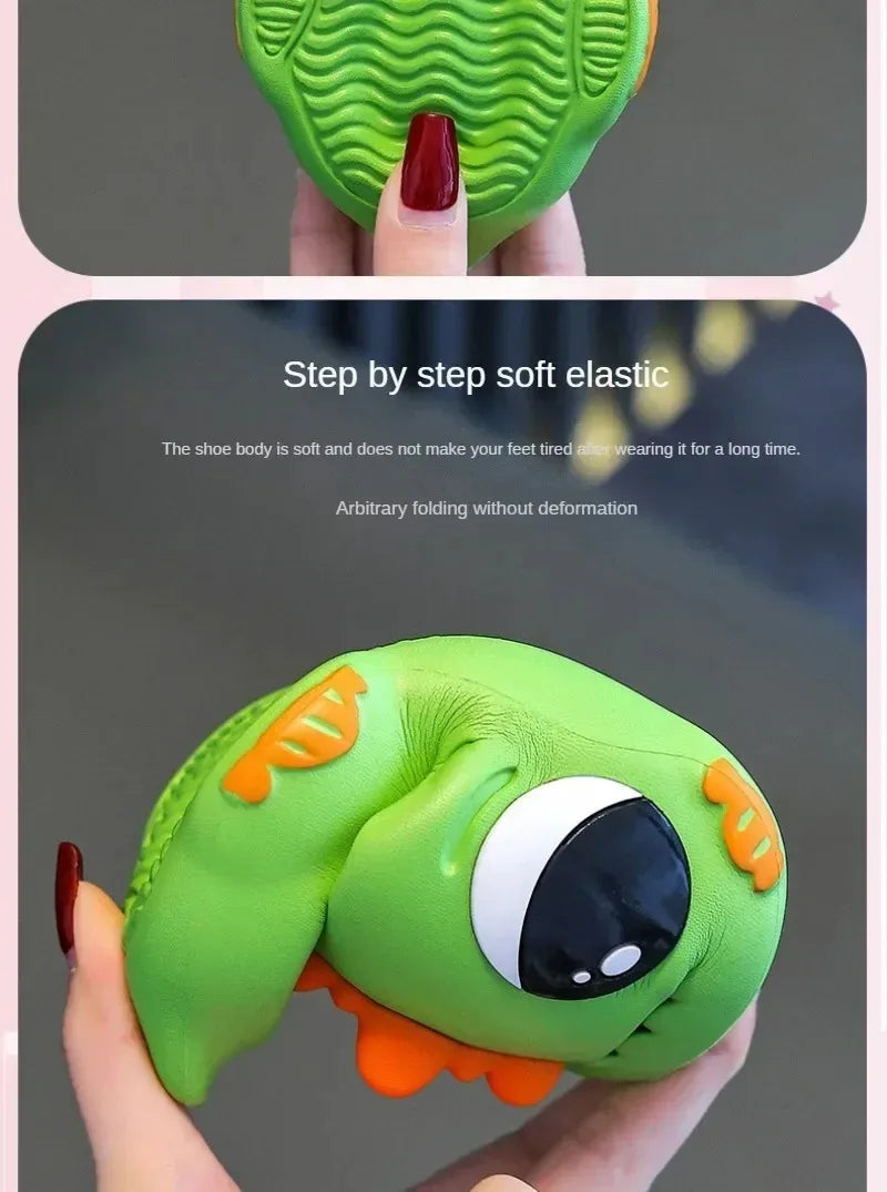 Summer Aged 2-12 Children Slippers Cute Cartoon Dinosaur Beach Sandal For Kids Boys Girls Flip Flops Non-Slip Indoor Home Shoes