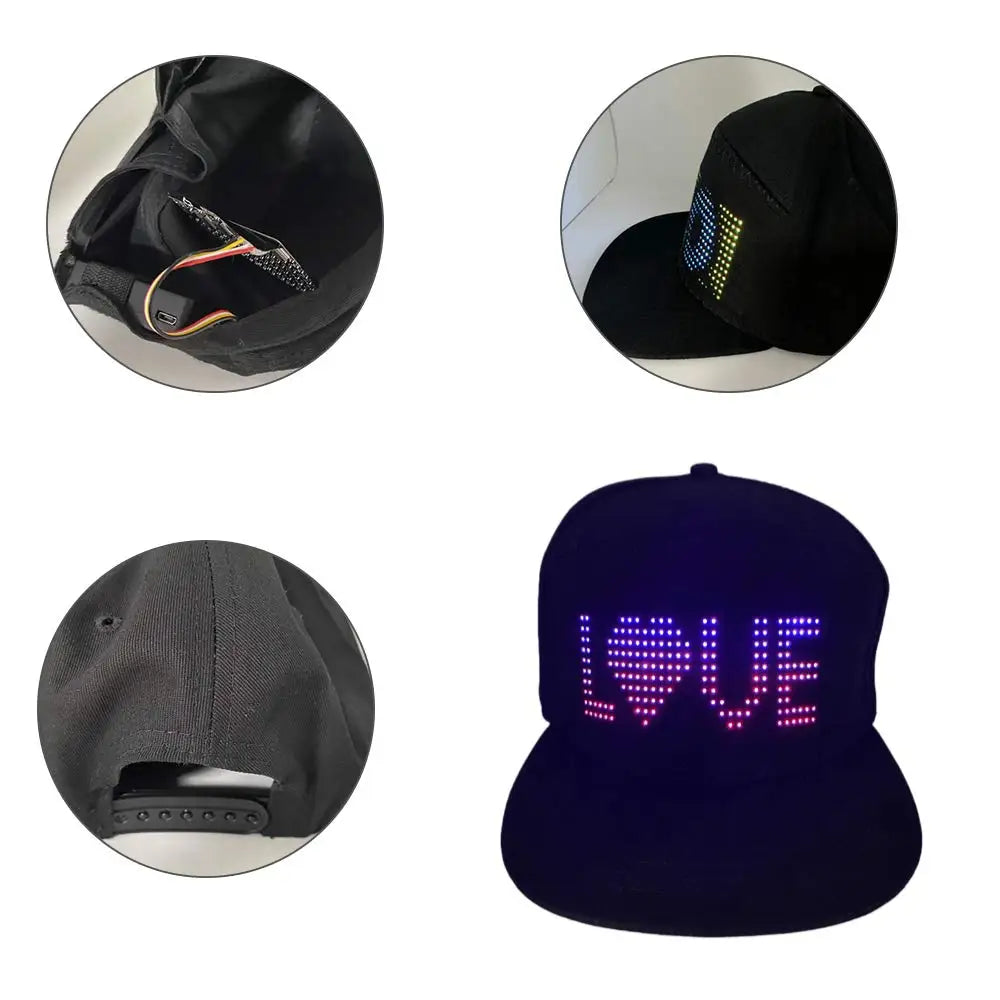 2025 New LED Cap, Multi-Language APP Control DIY Editing Light Up Cool Hat (Text, Music, Image, Drawing) For Men Women