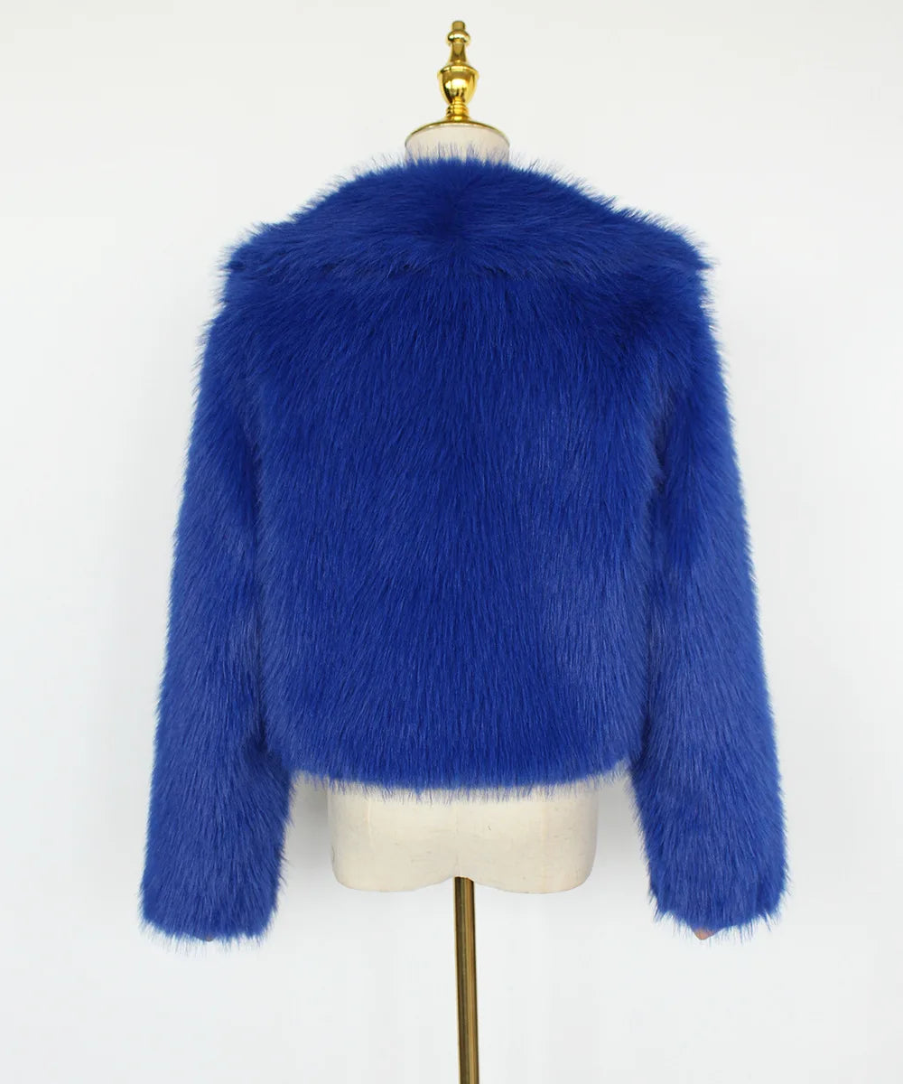 2025 Female Winter Brown Faux Fur Coat For Women Casual Long Sleeve Fluffy Plush Jacket Lady Solid Thick Fake Fur Warm Cardigan