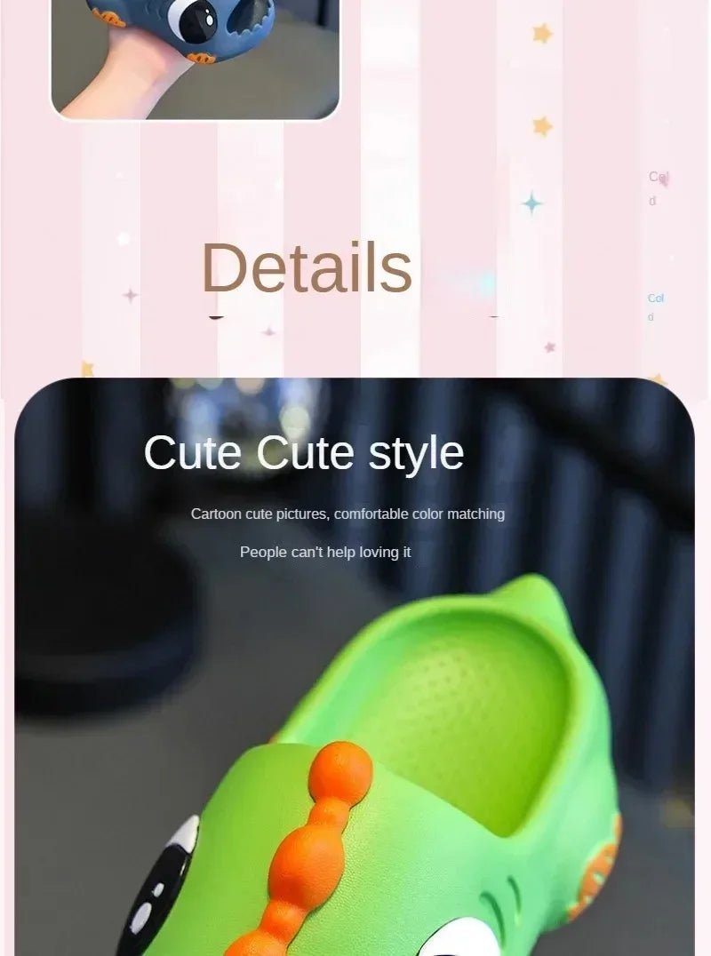 Summer Aged 2-12 Children Slippers Cute Cartoon Dinosaur Beach Sandal For Kids Boys Girls Flip Flops Non-Slip Indoor Home Shoes