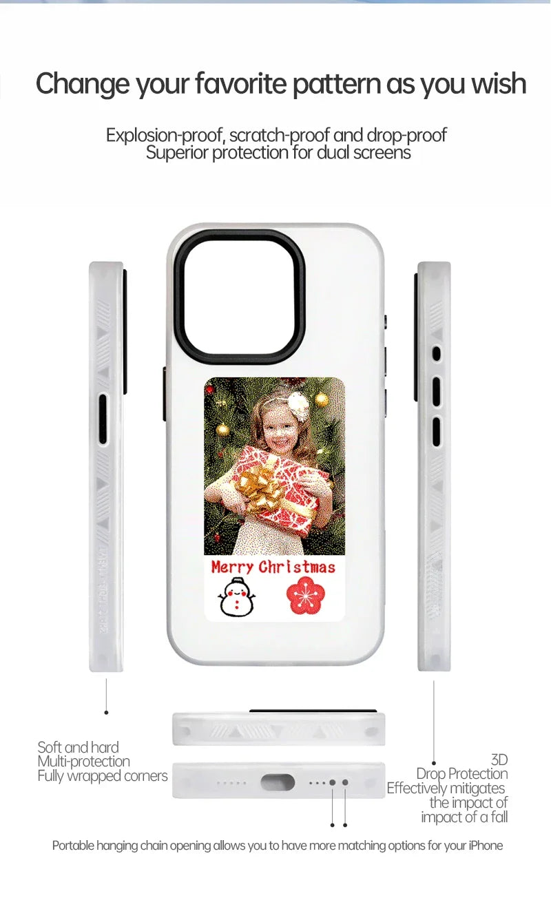 NFC Smart E-ink Screen Phone Case For IPhone 16 15 14 13 12 11 Pro Max DIY Batteryless NFC Phone Case