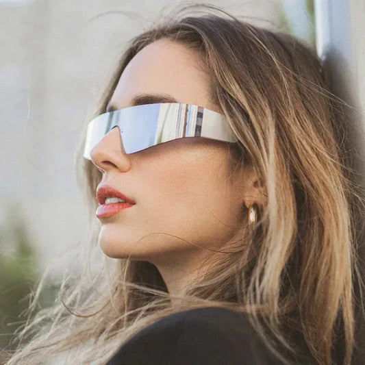 Steampunk Sunglasses for Men Women Y2K Sense of Tech None Frame Sun Glasses Men One Pieces Fashion Punk Goggle Eyewear UV400