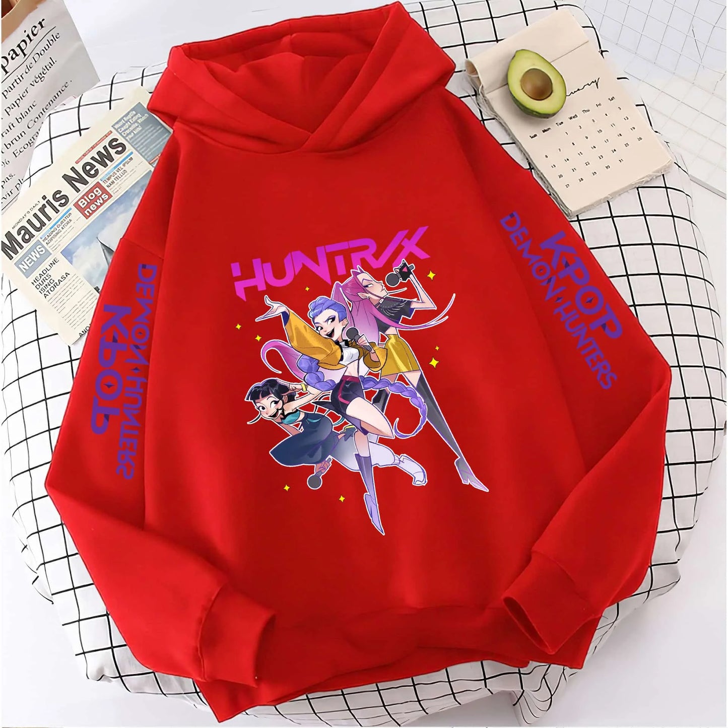 Cute Girls Hooded Sweatshirt Warm Rumi KPop Demon Hunter Cartoon Children's Wave Fashion Casual Tops Casual Black Pink Clothing