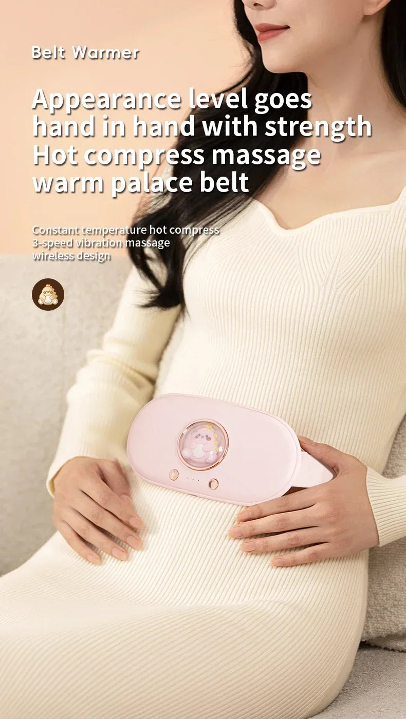 Menstrual Heating Pad Heated Massage Belt Menstrual Pain Relief Hot Compress Pad Abdominal Massage Period Warm Palace Belt