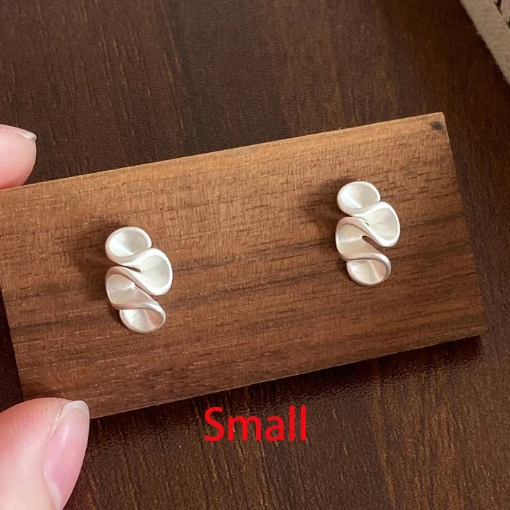 Real 925 Sterling Silver 18K Gold Twisted Flower Stud Earring for Women Minimalist Personality Fine Jewelry Trendy Accessory