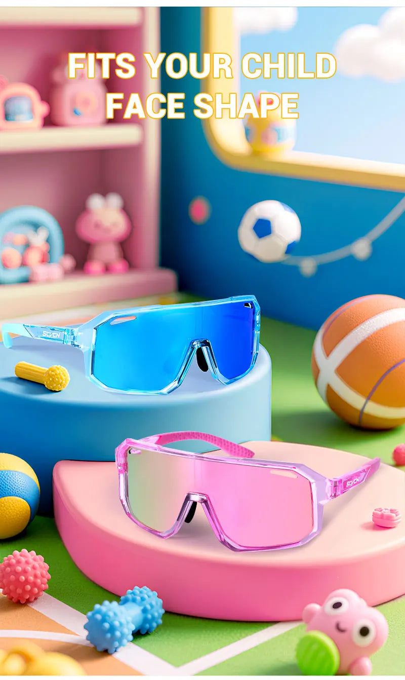 SCVCN Children Cycling Glasses Kids Outdoor Sports Sunglasses UV400 MTB Bike Eyewear Girls Boys Camping Fishing Golf Accessories