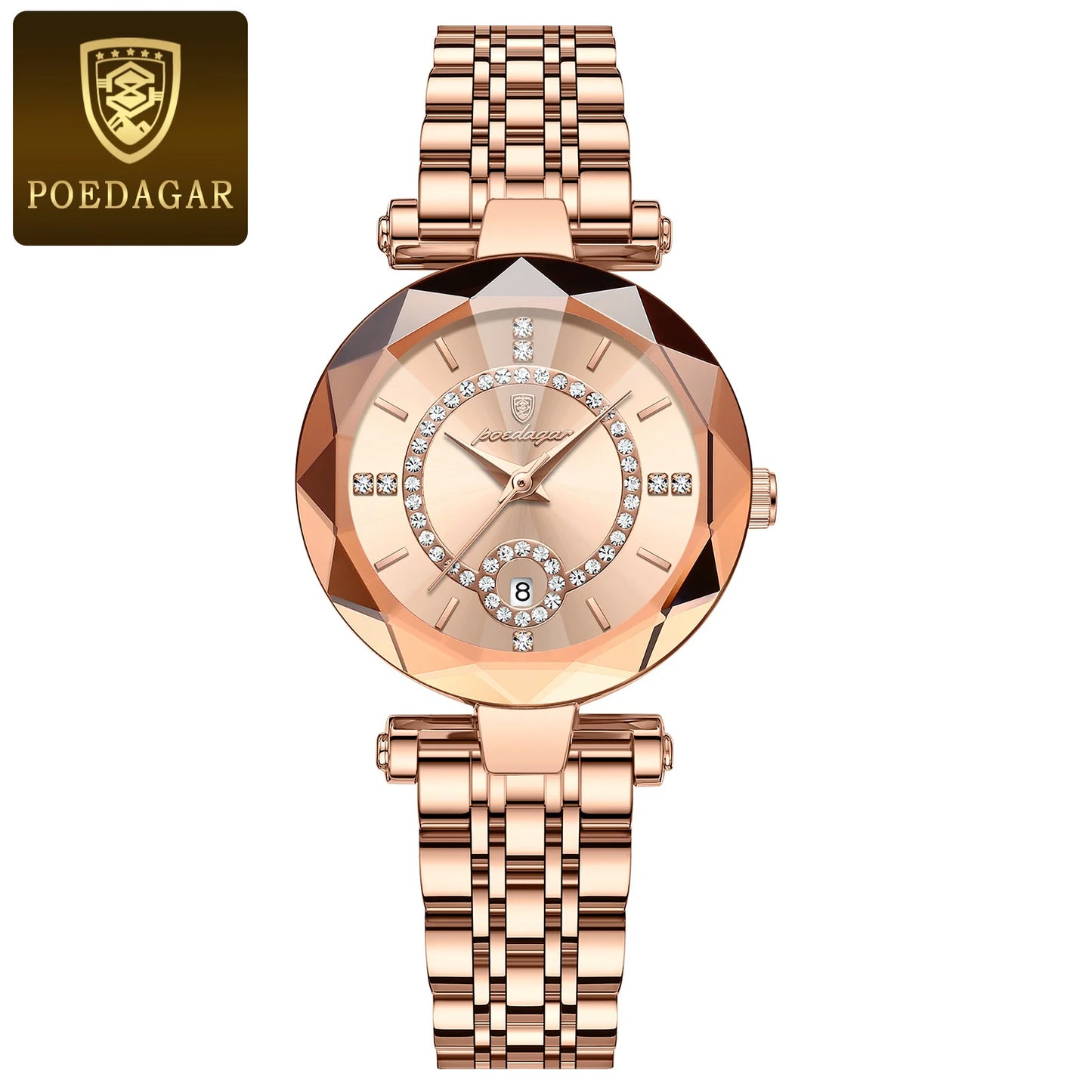 POEDAGAR Luxury Original Watches For Women Waterproof Stainless Steel Date Ladies Watch Diamond Fashion Quartz Woman Watch Reloj