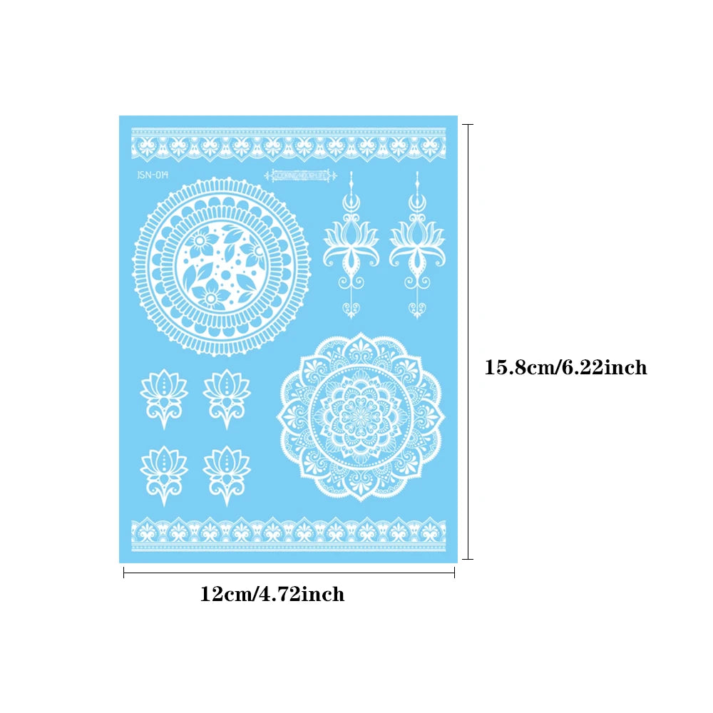 5pcs Blue Luminous Glow Waterproof Temporary Tattoo Sticker Line Star Butterfly Flash Tatto Women Men Arm Body Art Fake Tattoos