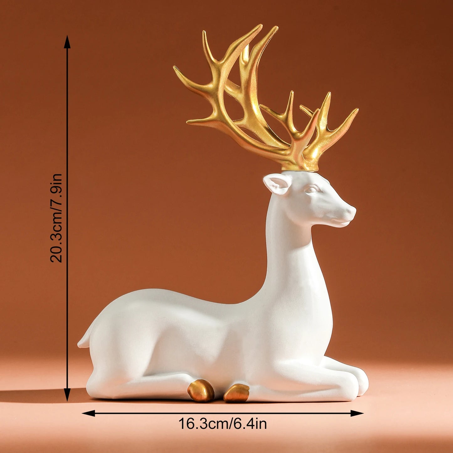 Reindeer Figurines White Deer Statue Elk Sculpture Solid Synthetic Resin Living Room Home Christmas Decoration Tabletop Ornament