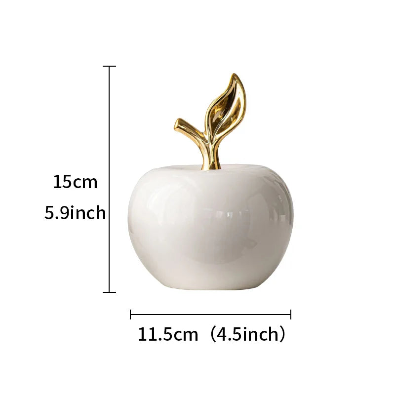 Creative Ceramic Apple Figurines Handicrafts Living Room Art White Apple Sculpture Room Home Decor Accessories Holiday Gifts