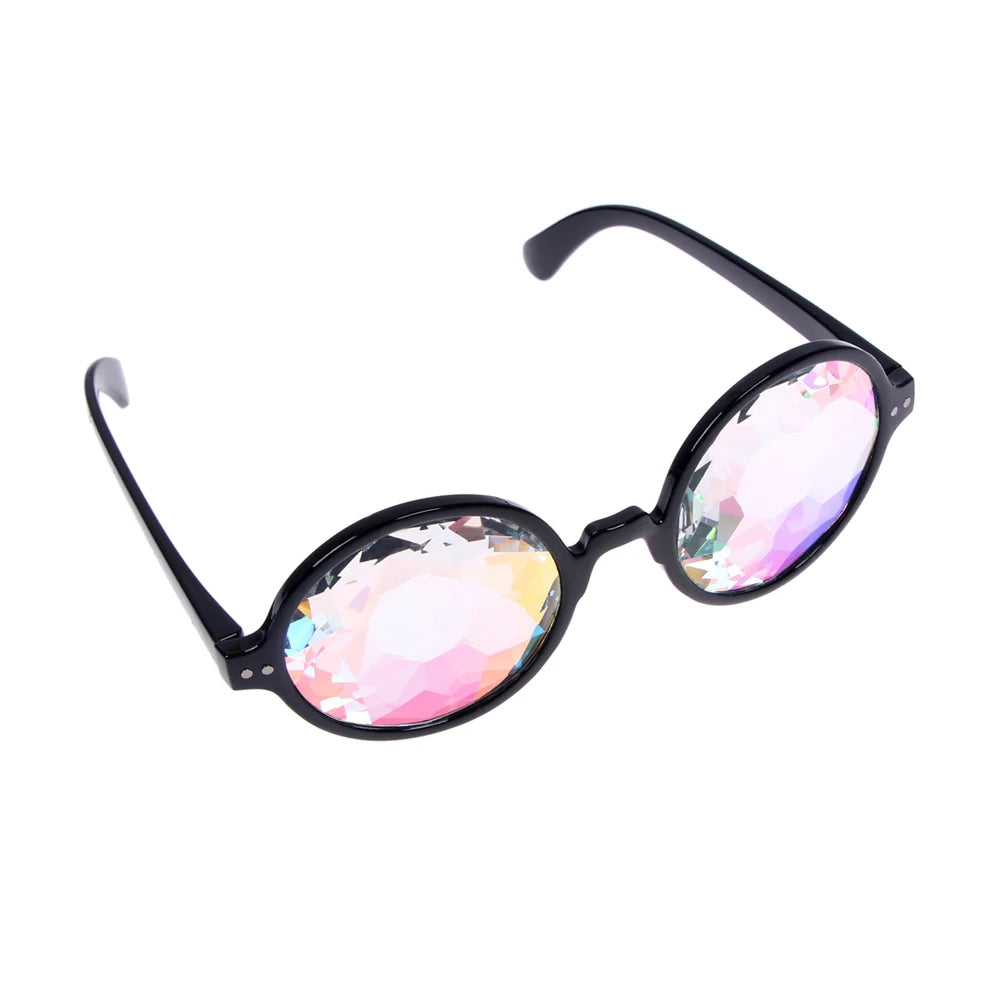 Kaleidoscope Psychedelic Eyeglasses Men Women Funny Round Sunglasses Rave Festival Stylish Female Carnival Party Queen Glasses