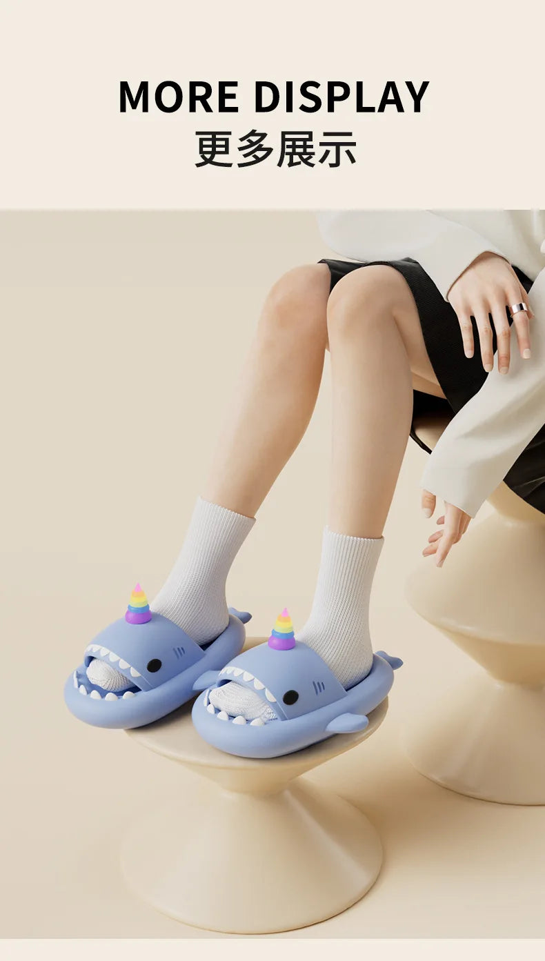 Cute Shark Slippers for Women & Men Summer Platform Night Glow-in-the-Dark Indoor Beach Slides Home Street Wear DIY Accessory