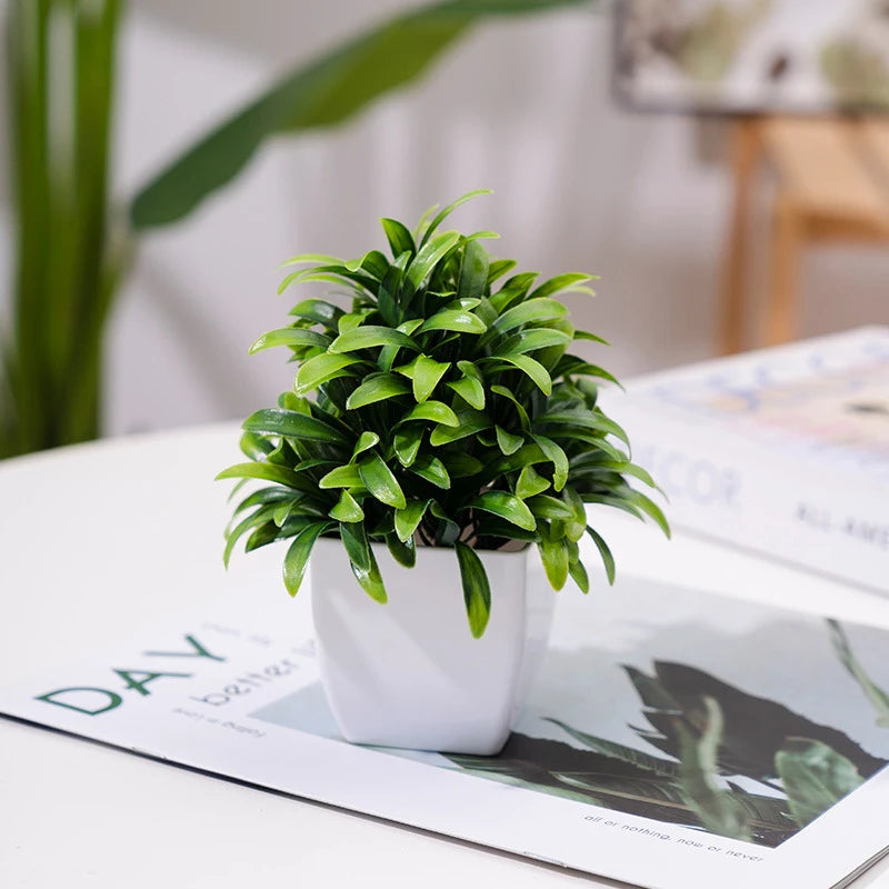 Artificial Plants with Plastics Pots Perfect Greenery for Home DecorationsOffice Desk Living Room and Bedroom Decoration