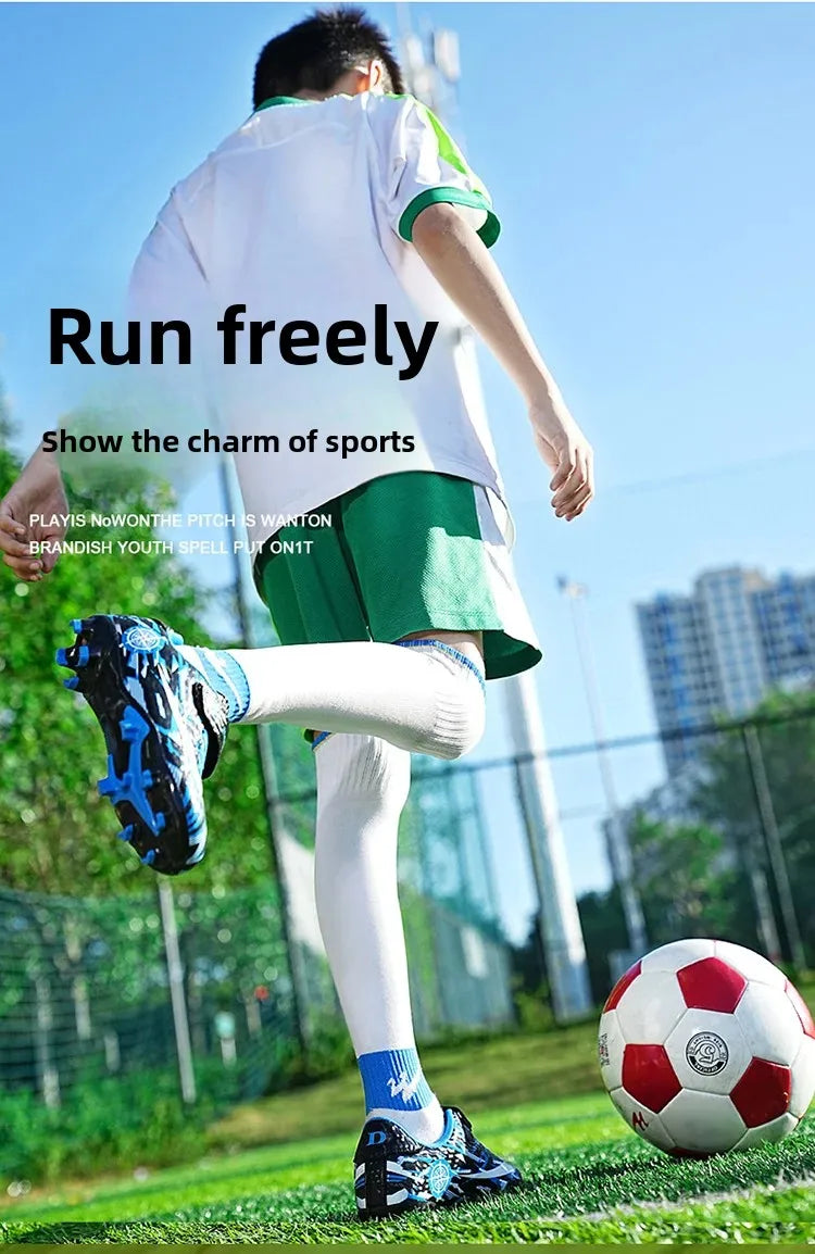 Boys Professional Football Training Shoes Running Sports Shoes Athletic Cleats Primary School Students Long Nails