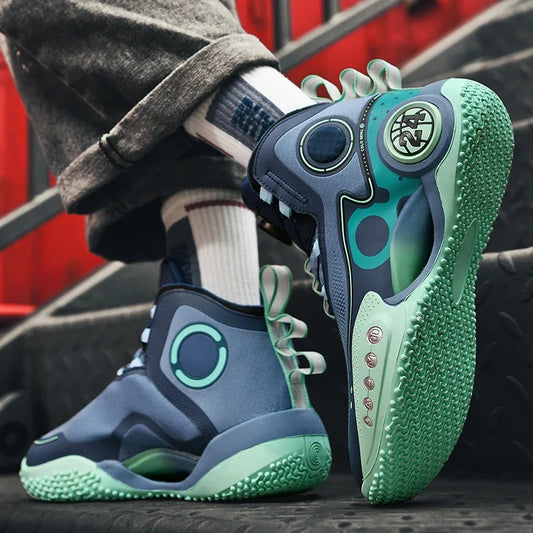 High-top Men Basketball Shoes Kids Rotating Button Basket Boots Brand Design Sneakers Men Outdoor Basketball Training Shoes Male