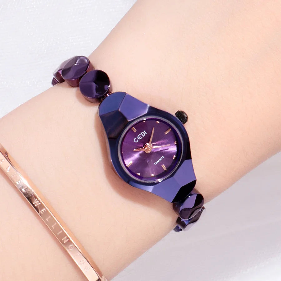 Blue Women Watch Light Luxury Trendy Fashion Metal Bracelet Watches Blue Waterproof Ladies Fashion Quartz Clock Wristwatches
