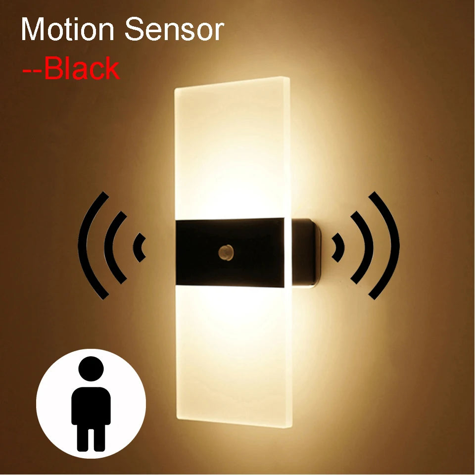 USB Recharge Wall Lamp Touch Motion Sensor Switch Indoor Acrylic Night Lights Bedroom Bedside Wall Sconce Nordic LED Wall Light