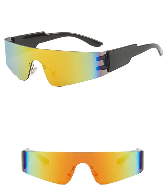 Steampunk Sunglasses for Men Women Y2K Sense of Tech None Frame Sun Glasses Men One Pieces Fashion Punk Goggle Eyewear UV400