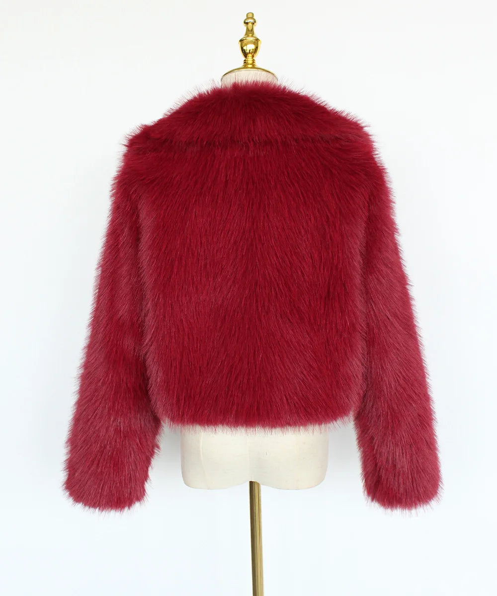 2025 Female Winter Brown Faux Fur Coat For Women Casual Long Sleeve Fluffy Plush Jacket Lady Solid Thick Fake Fur Warm Cardigan