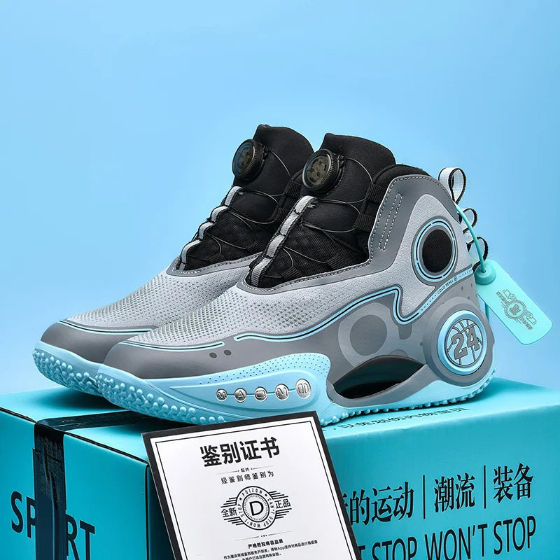 High-top Men Basketball Shoes Kids Rotating Button Basket Boots Brand Design Sneakers Men Outdoor Basketball Training Shoes Male