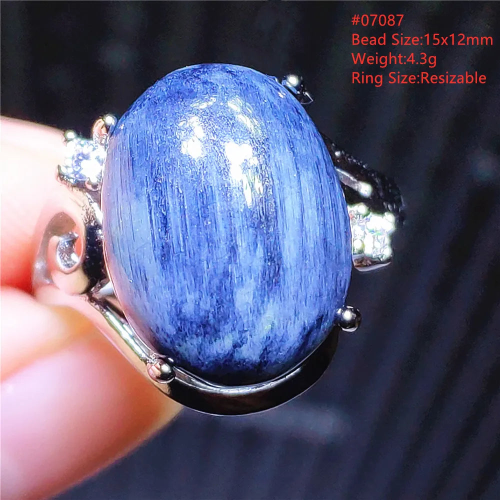 Natural Blue Pietersite Beads Adjustable Ring Woman Men Namibia Pietersite Ring Chatoyant Beads Fashion Silver Jewelry AAAAAA