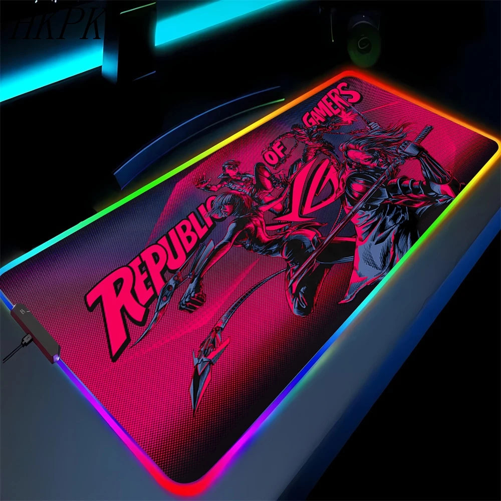 Black Mouse Pad Asus Rgb Gaming Mause Mat Anime Mats Gamer Rug Pc Xxl Cute Pads Large Game Keyboard Carpet Backlight Mousepad