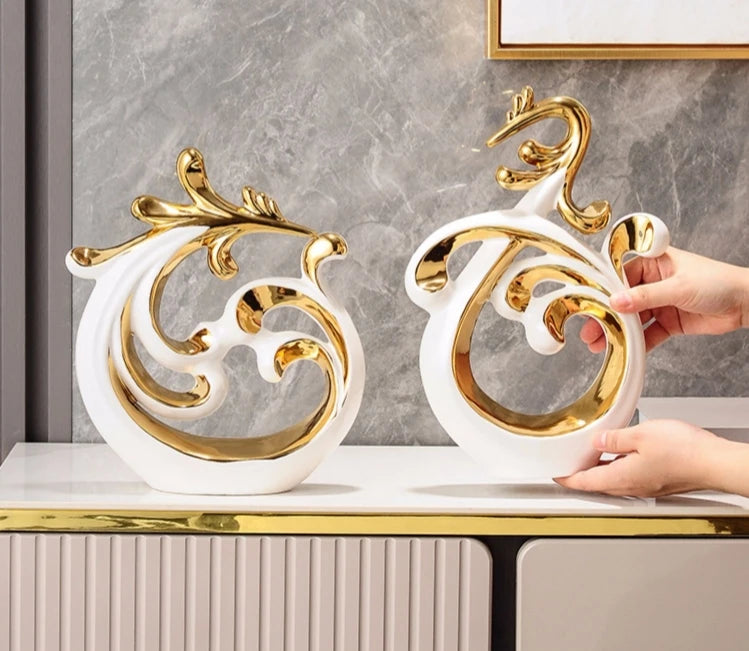 Simple Abstract Phoenix Ceramic Sculpture Home Livingroom Desktop Statue Ornaments Cabinet Table Figurines Decoration Crafts