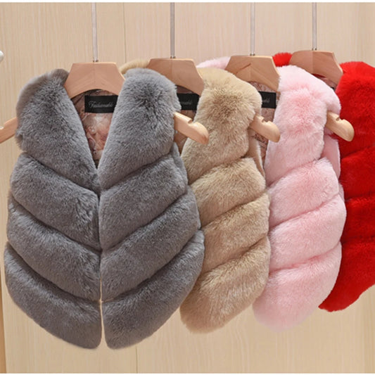 Baby Girls Faux Fur Vest Children Kids Warm Outfits Christmas WaistCoat Tollder Jacket Coat Clothes Outerwear Clothing