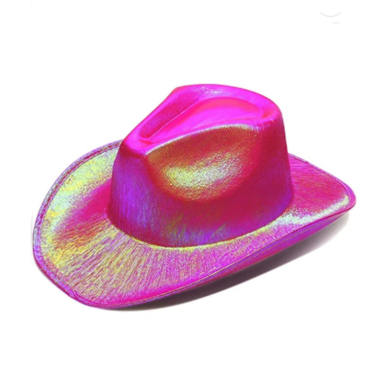 Glowing Decor  Supplies Luminous Cowboy hat  LED Pearlescent Cowboy  Cap Fashion Neon Light Hat For Party
