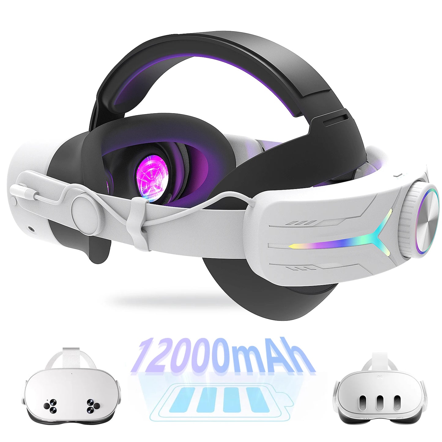 mtomatovr for Meta quest3s/quest3  Battery Head Strap  Extends 4-6 Hours  RGB Light Fast-Charging vr accessory Elite Replacement