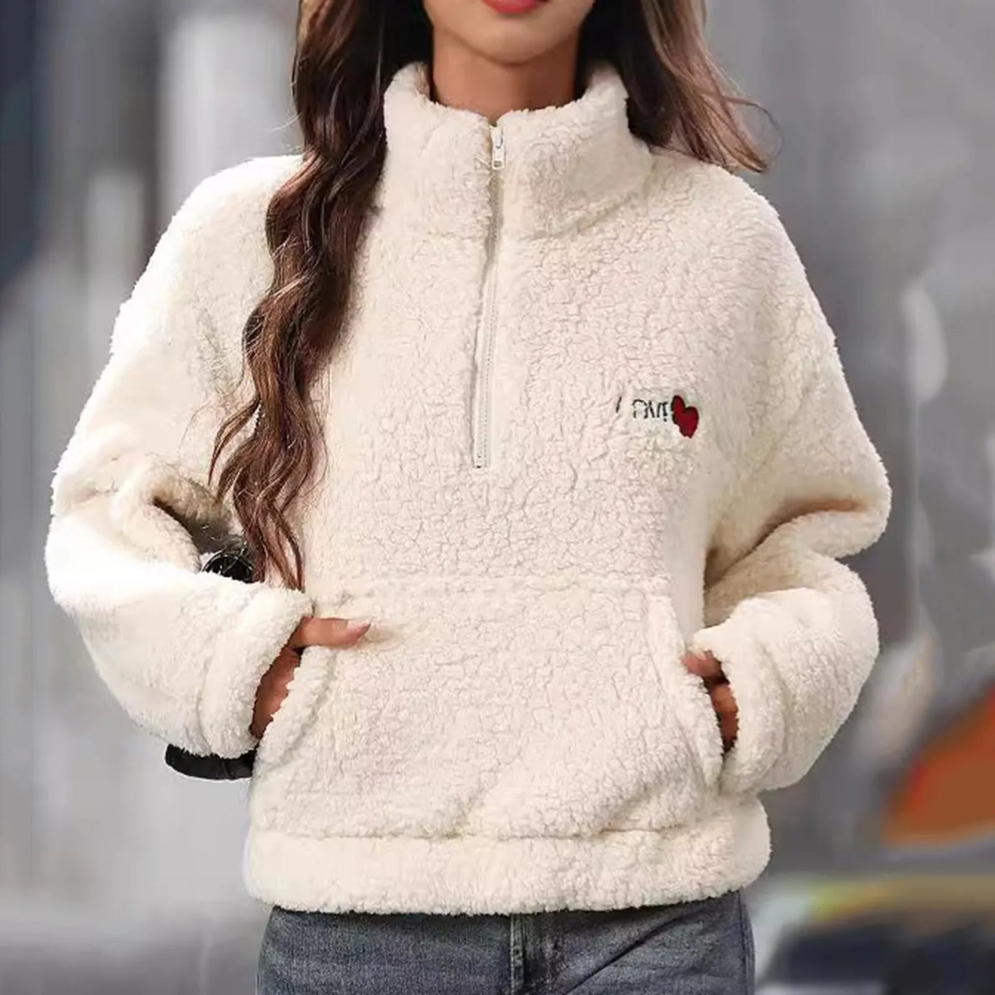 Sweatshirts For Women Autumn Winter Long Sleeve Zipper Fleece Sweatshirt Pullover Jacket Coat Moletons Femininos