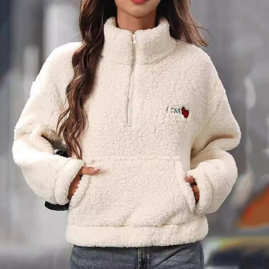 Sweatshirts For Women Autumn Winter Long Sleeve Zipper Fleece Sweatshirt Pullover Jacket Coat Moletons Femininos