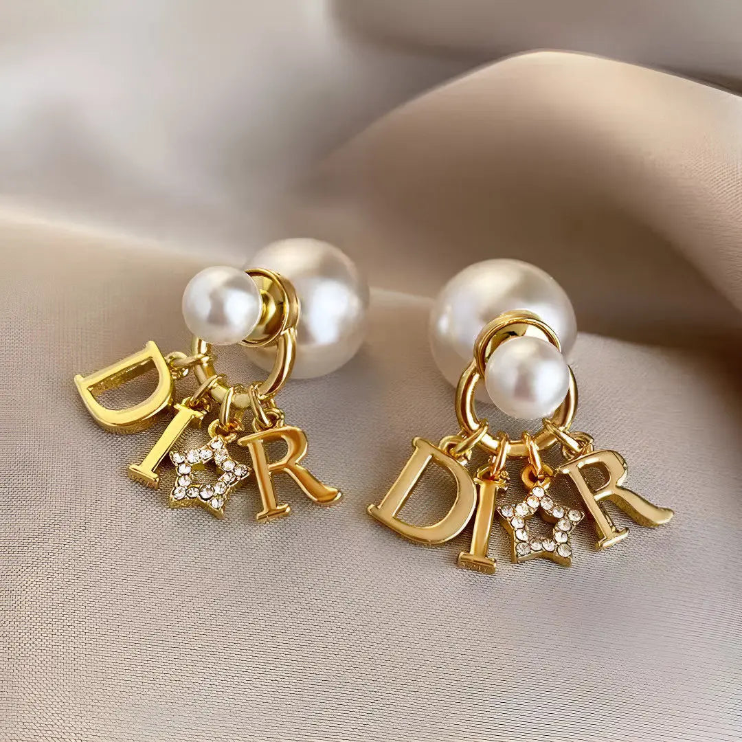 New Trendy Letter Double-sided Pearl Pearl Stud Earrings for Women Luxury Elegant Spring Summer Fashion Earrings Aretes De Mujer