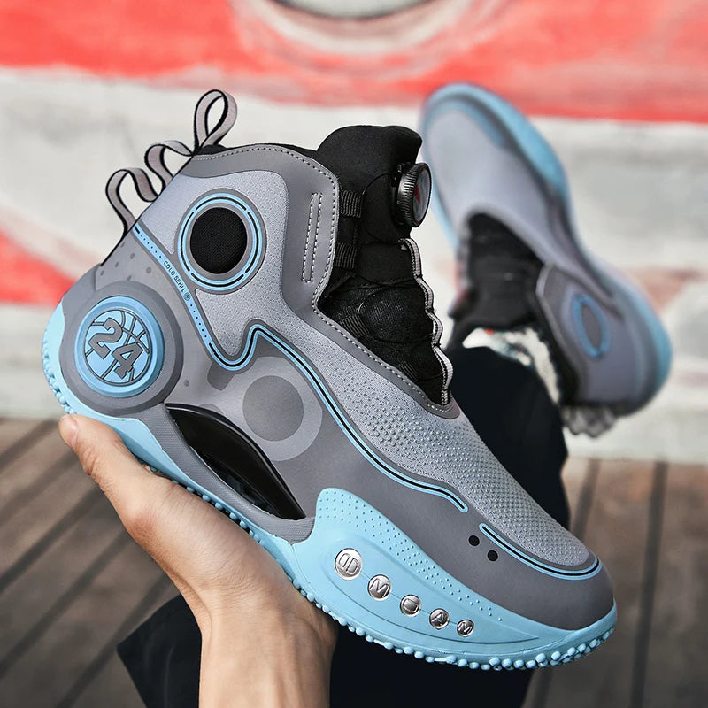 High-top Men Basketball Shoes Kids Rotating Button Basket Boots Brand Design Sneakers Men Outdoor Basketball Training Shoes Male